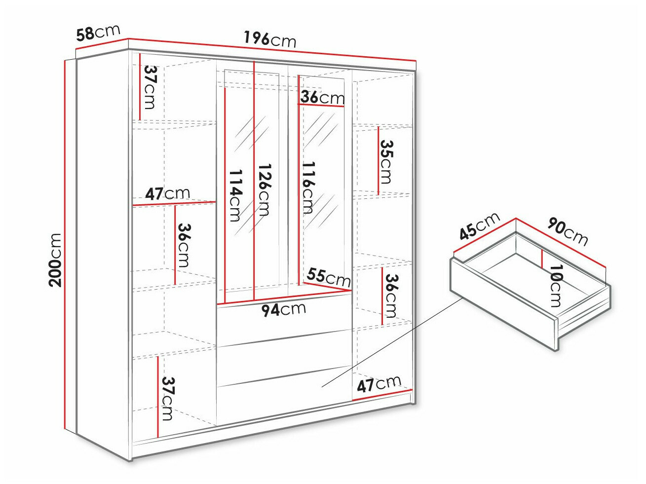 Kledingkast Honolulu 251 (Wit)