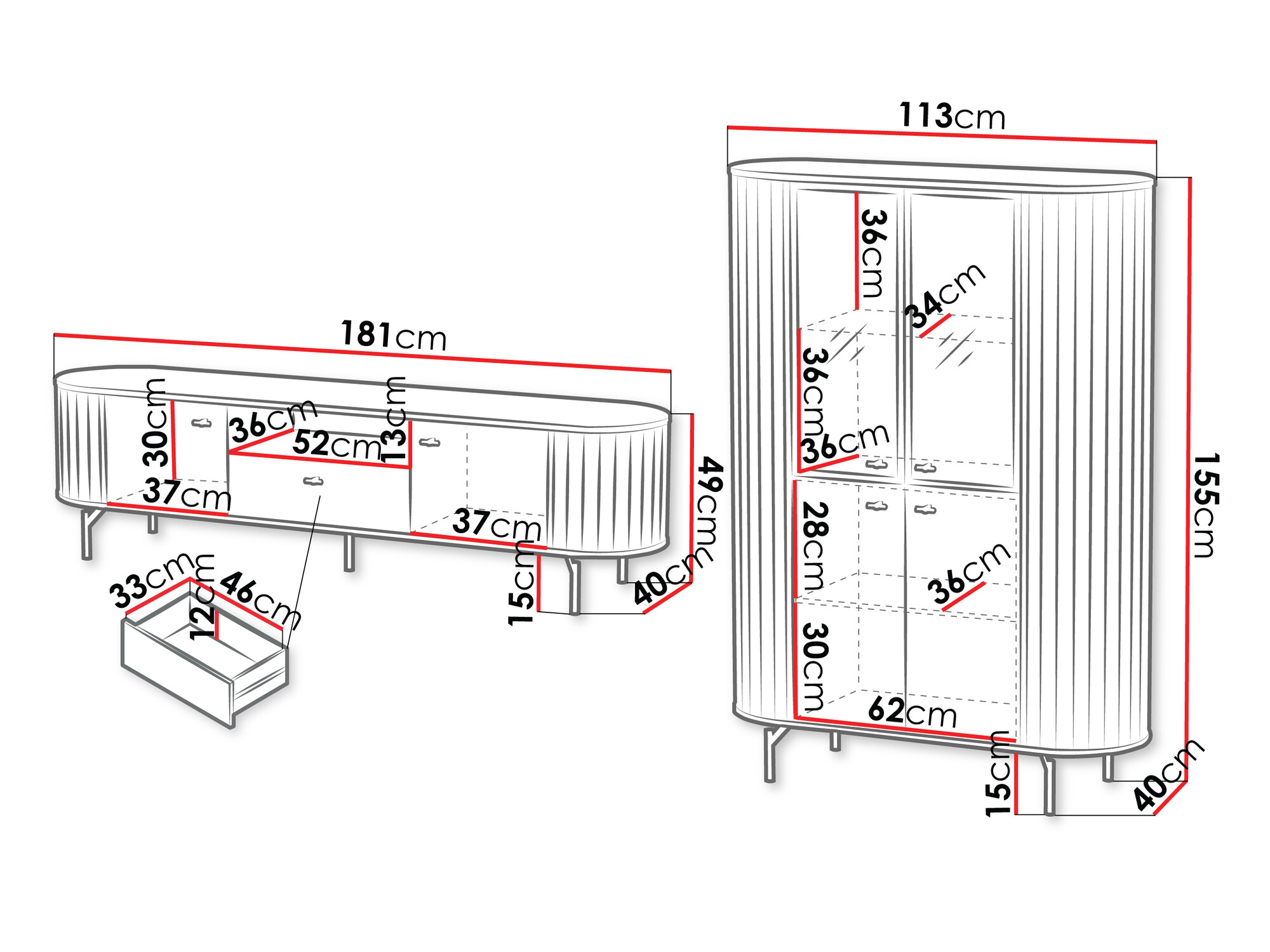 Woonkamerset Novmono 108 (Zwart)