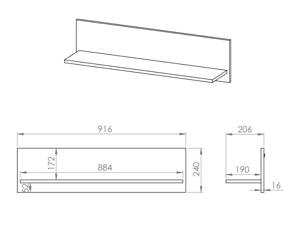 Wandplank Tortiva 109