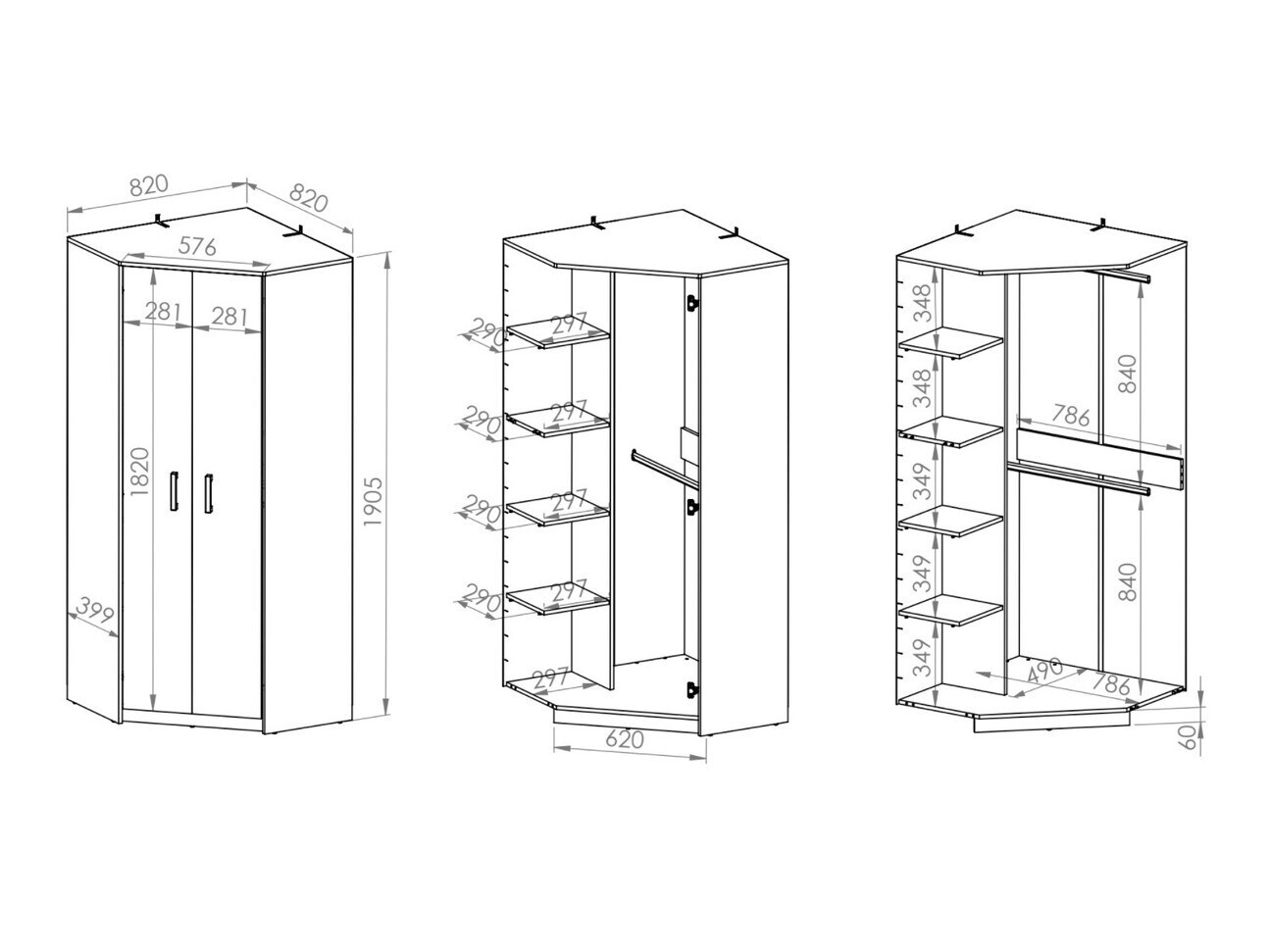 Hoekkledingkast Nucavu 110