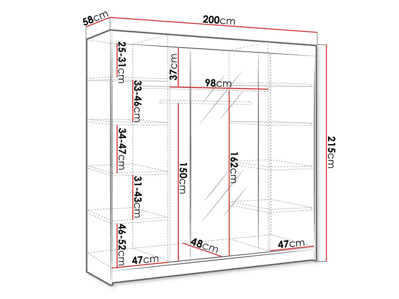 Kledingkast Closico 158 (Wit)