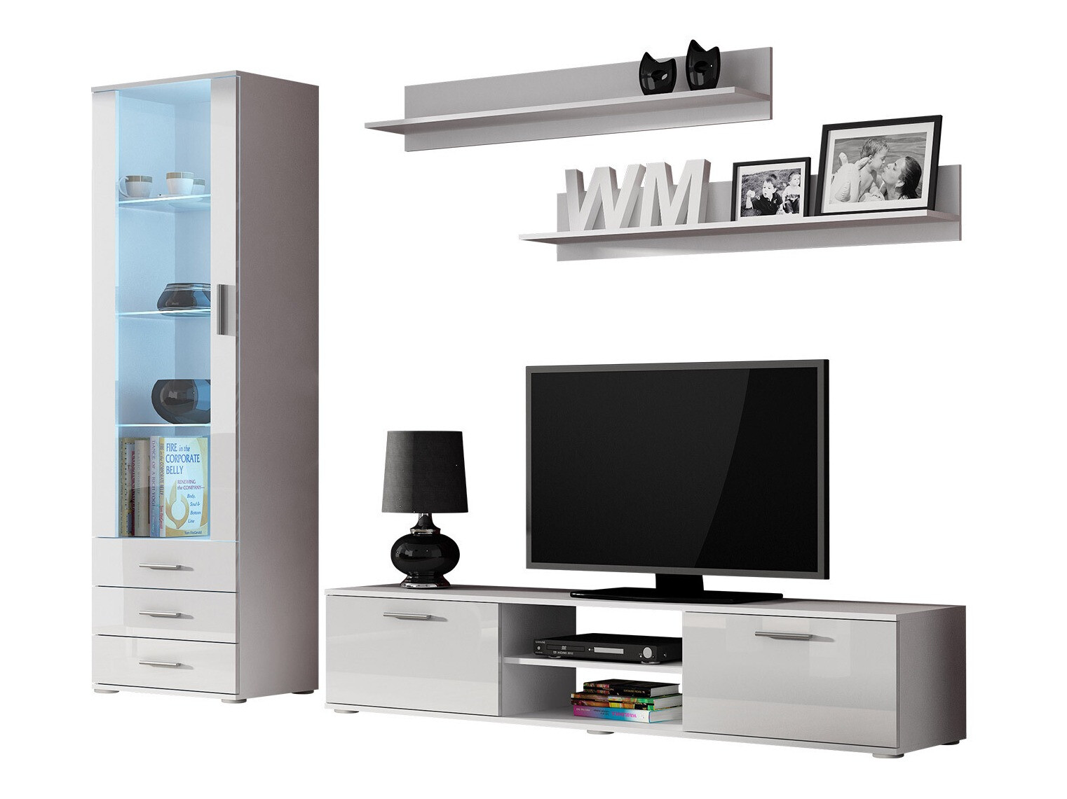 Woonkamerset Tornola 107 (Wit + Glanzend wit)