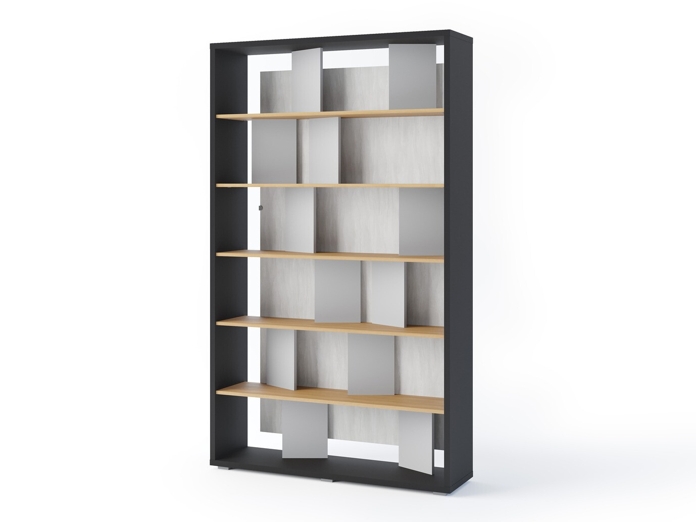 Boekenkast Fresno 154 (Grijs + Grafiet + Eiken)