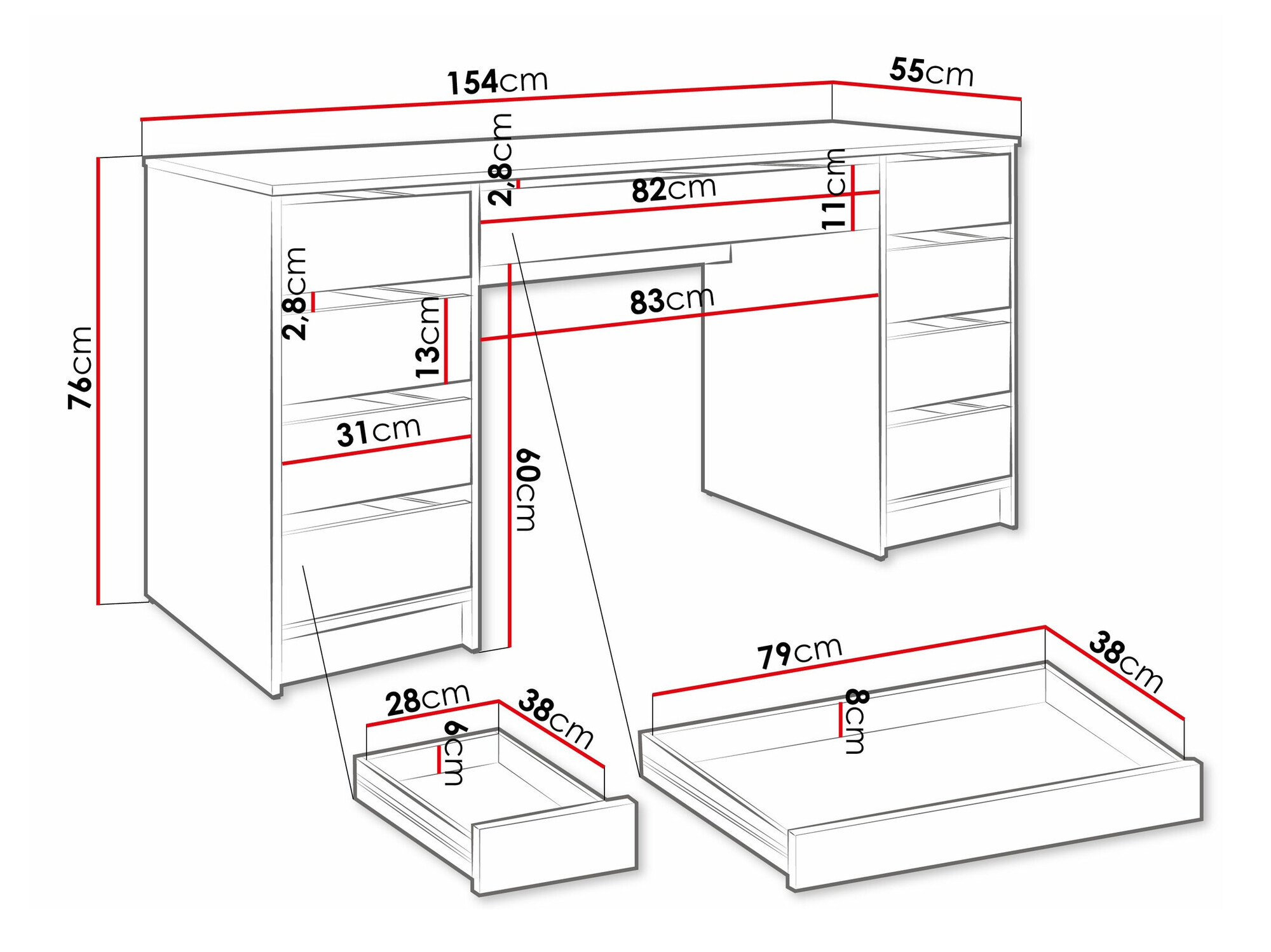 Bureau Comfivo 401 (Antraciet)