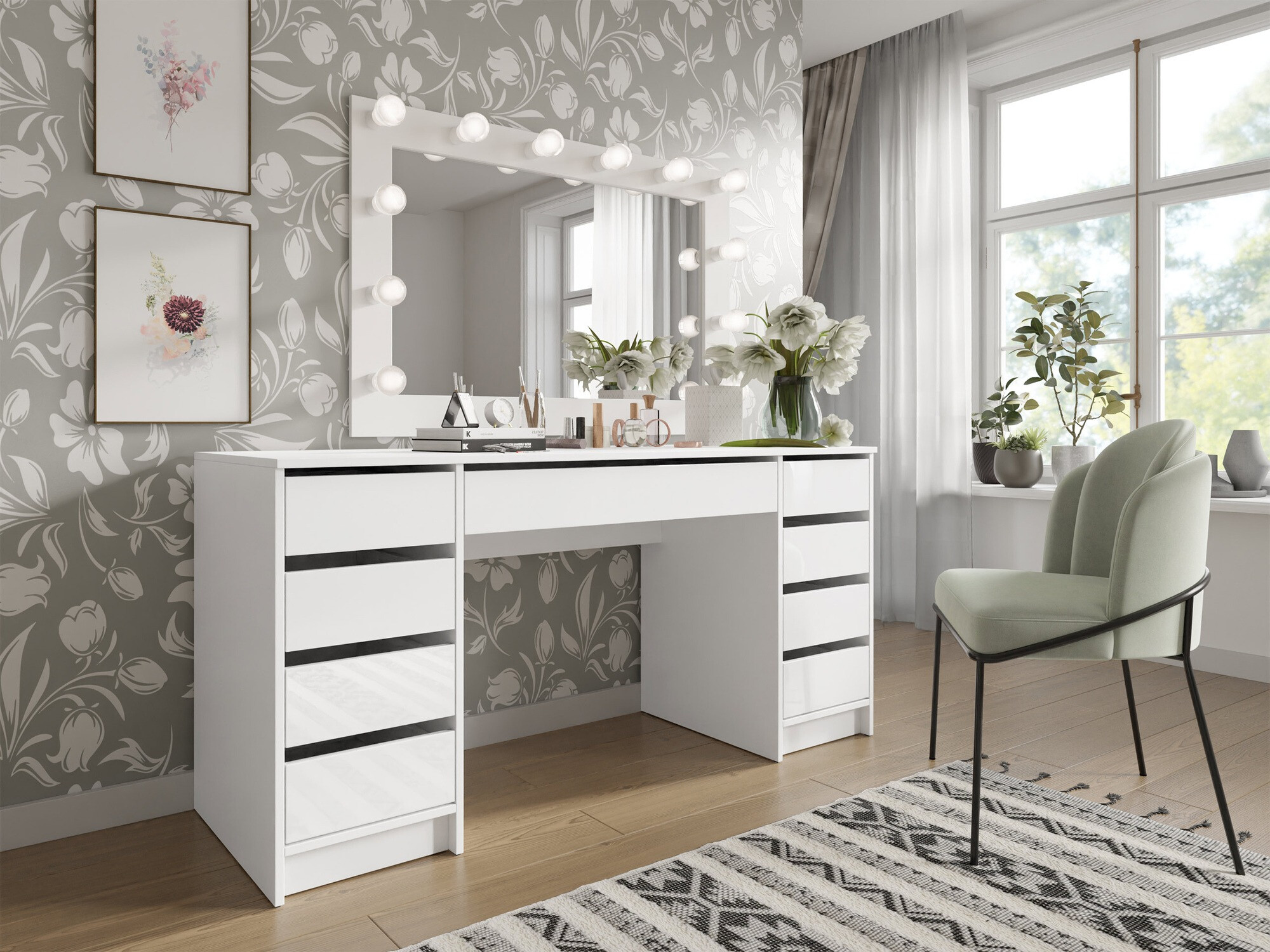 Bureau Comfivo 401 (Glanzend wit + Wit)