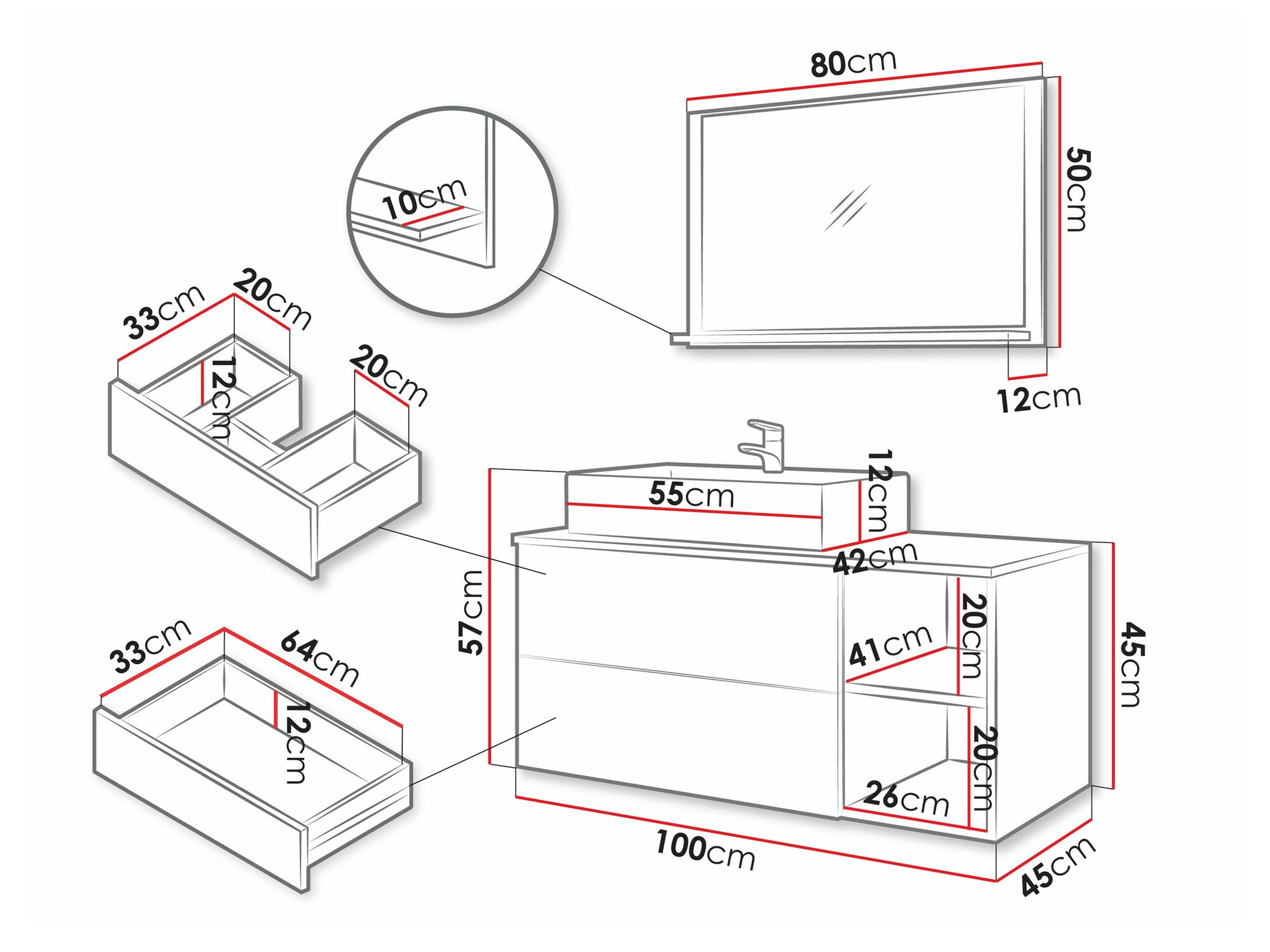 Badkamerset Ophruvi 103 (Wit)