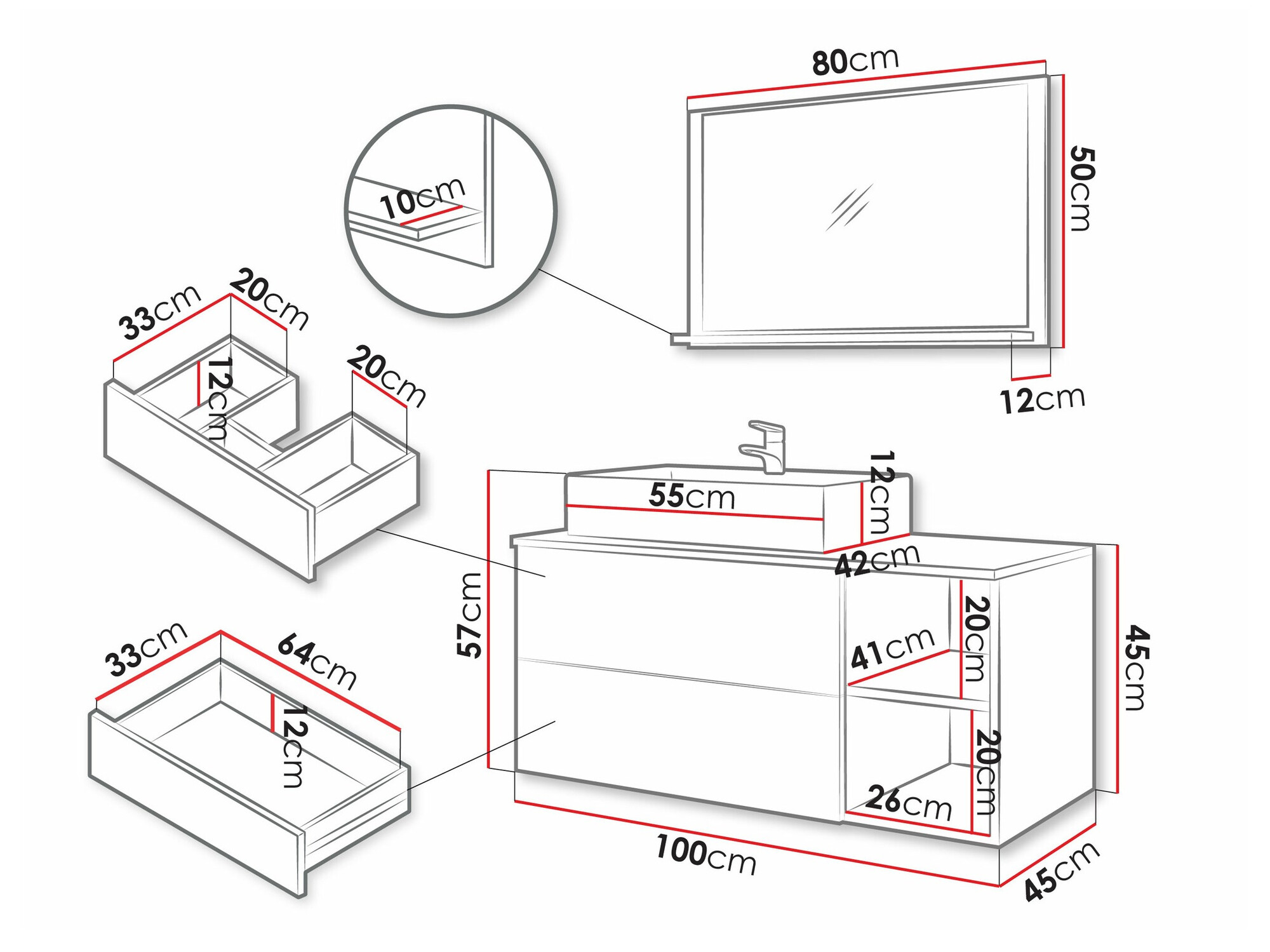 Badkamerset Ophruvi 103 (Zwart)