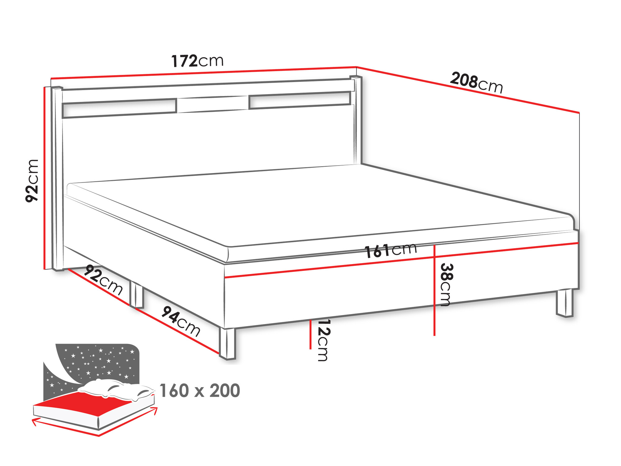 Bed Venmelu 106 (Wotan eik + Groen)