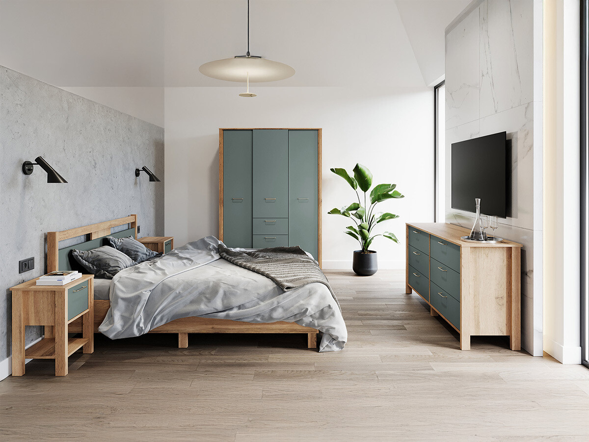 Bed Venmelu 106 (Wotan eik + Groen)