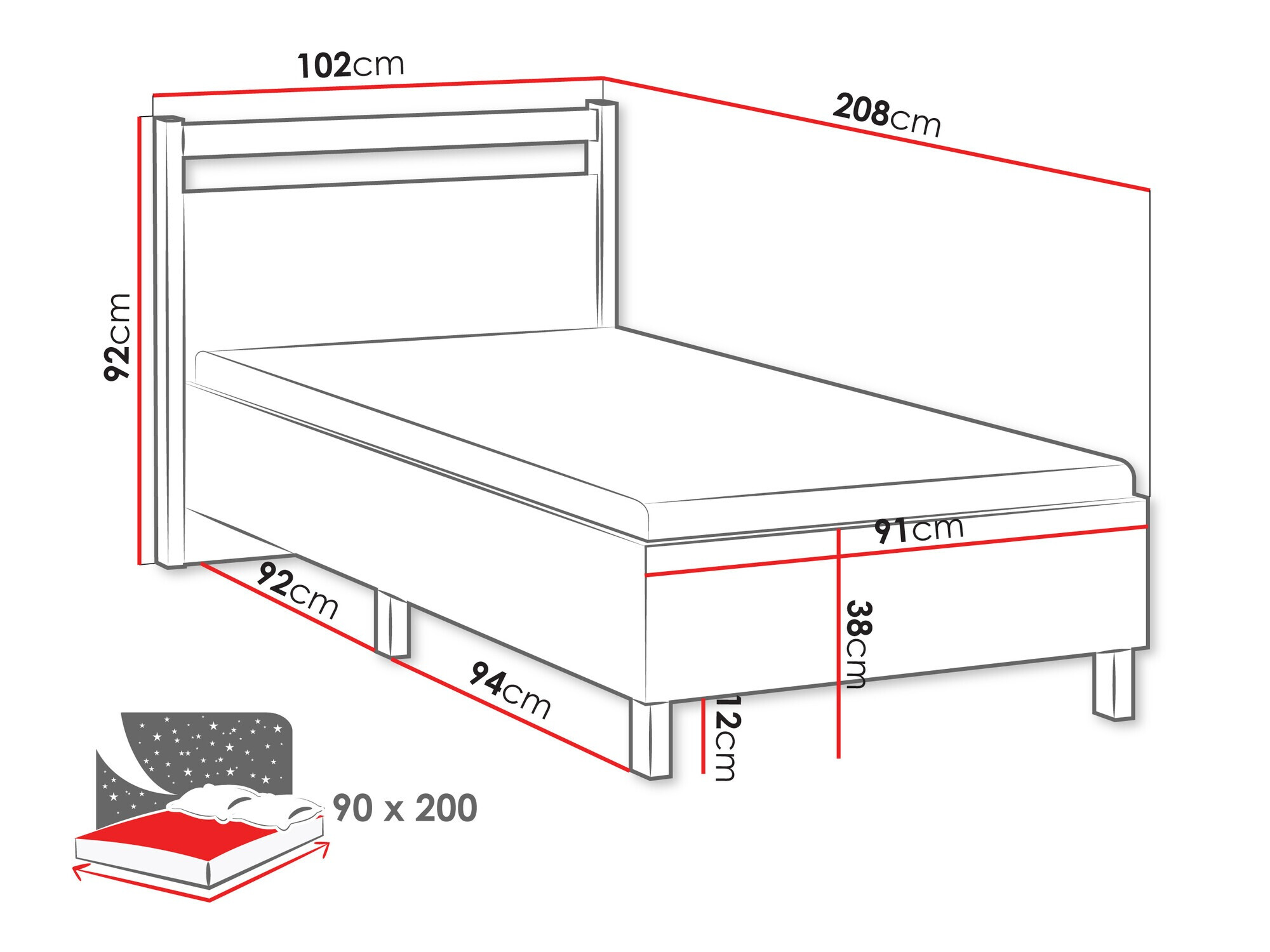 Bed Venmelu 107 (Wotan eik + Groen)