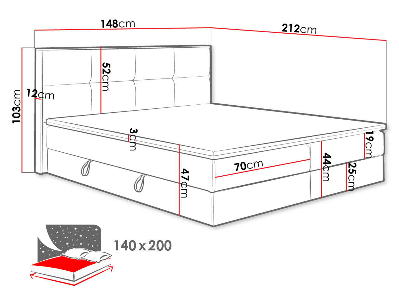 Boxspring ComfiDream Miraena (Soro 97)