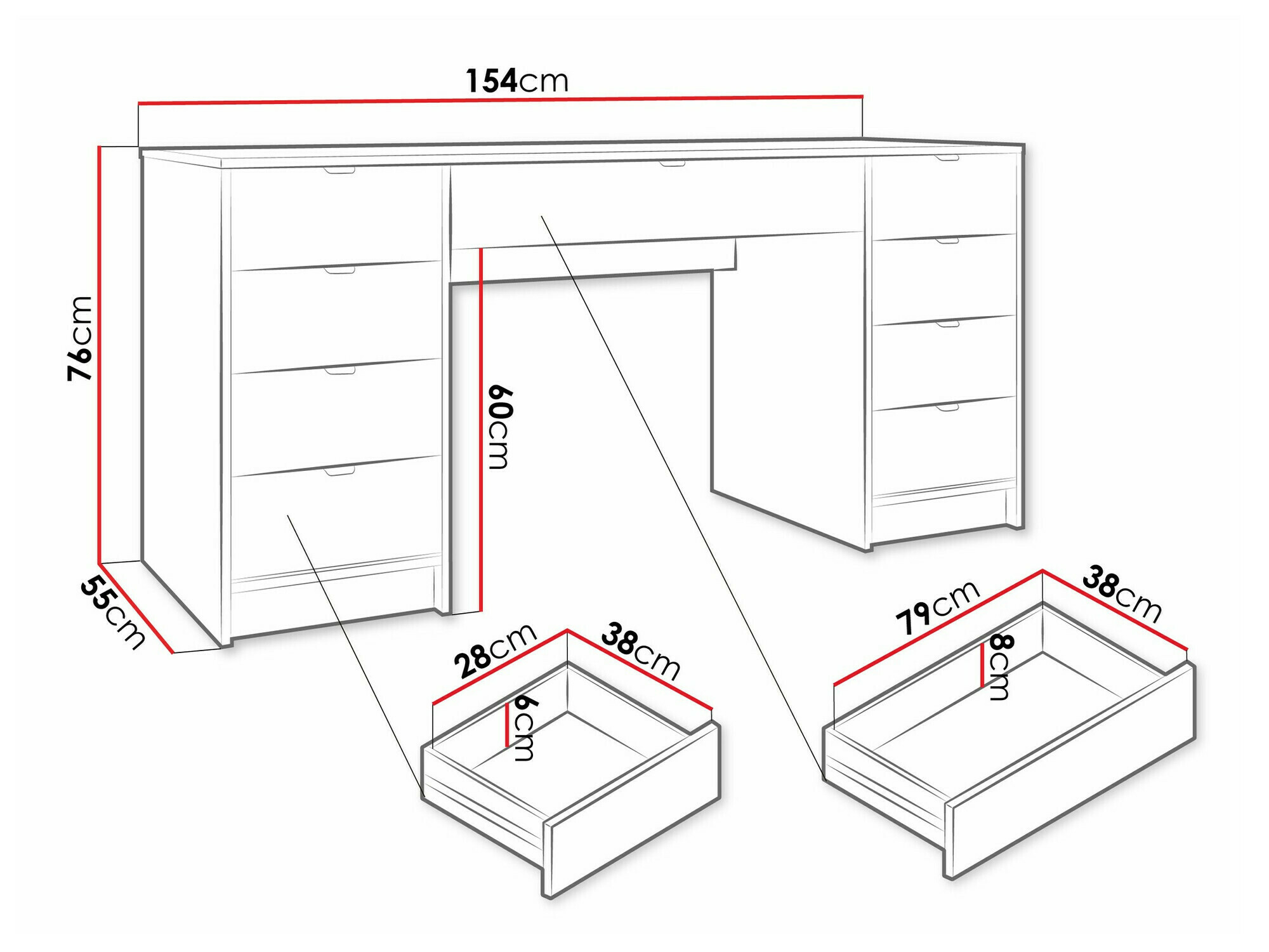 Bureau Comfivo Larmire 110 (Zwart)
