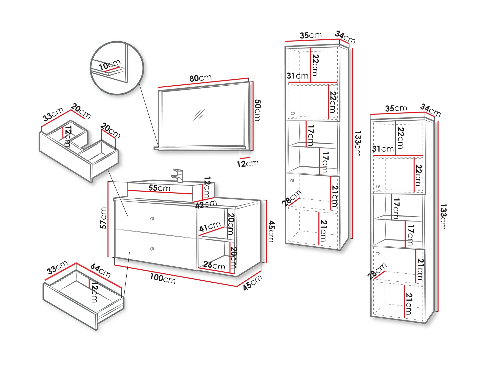 Badkamerset Ophruvi 102 (Wit)