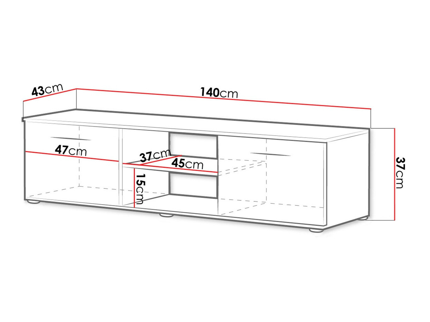 TV-meubel Tornola 100 (Wit + Glanzend wit)