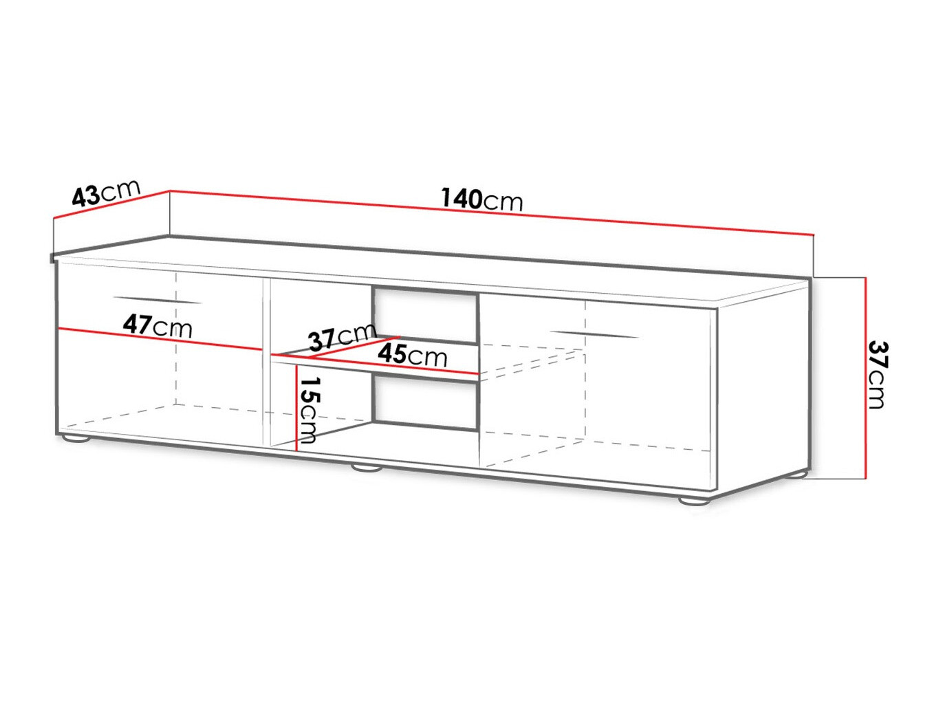 TV-meubel Tornola 100 (Zwart + Glanzend zwart)