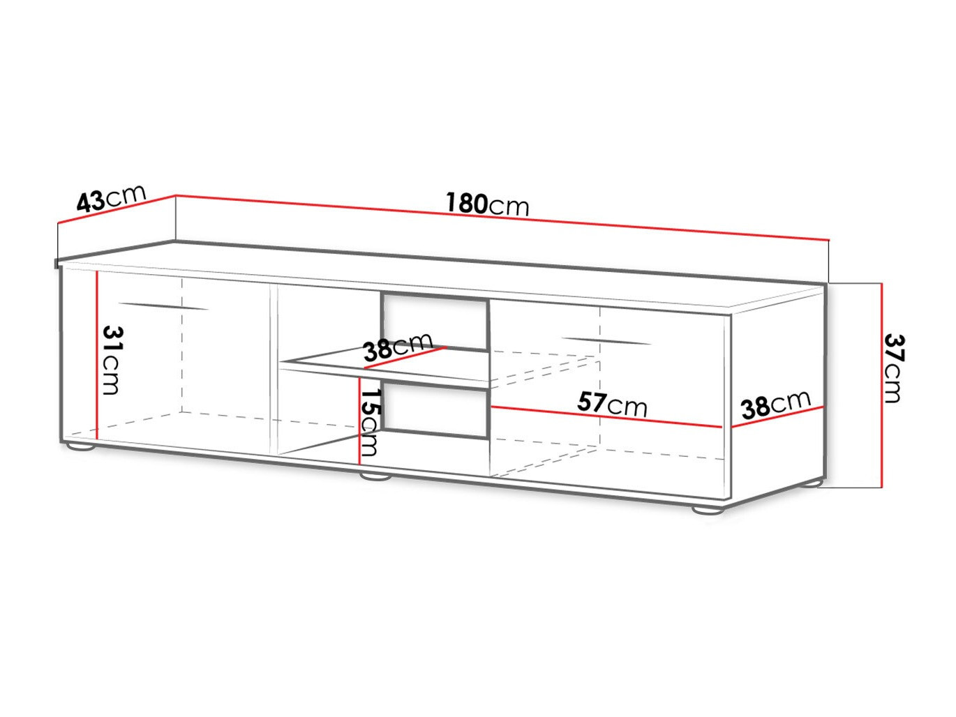 TV-meubel Tornola 101 (Zwart + Glanzend zwart)