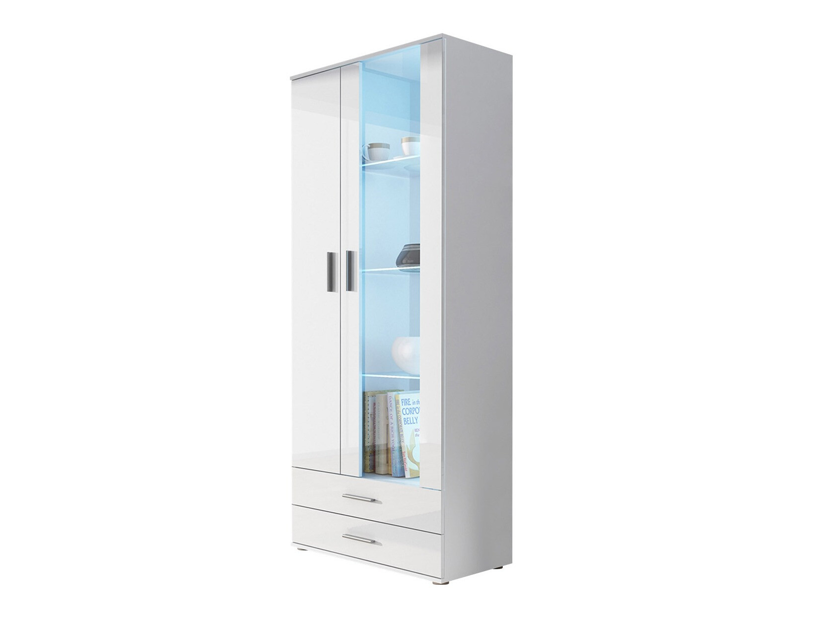 Boekenkast Tornola 105 (Wit + Glanzend wit)