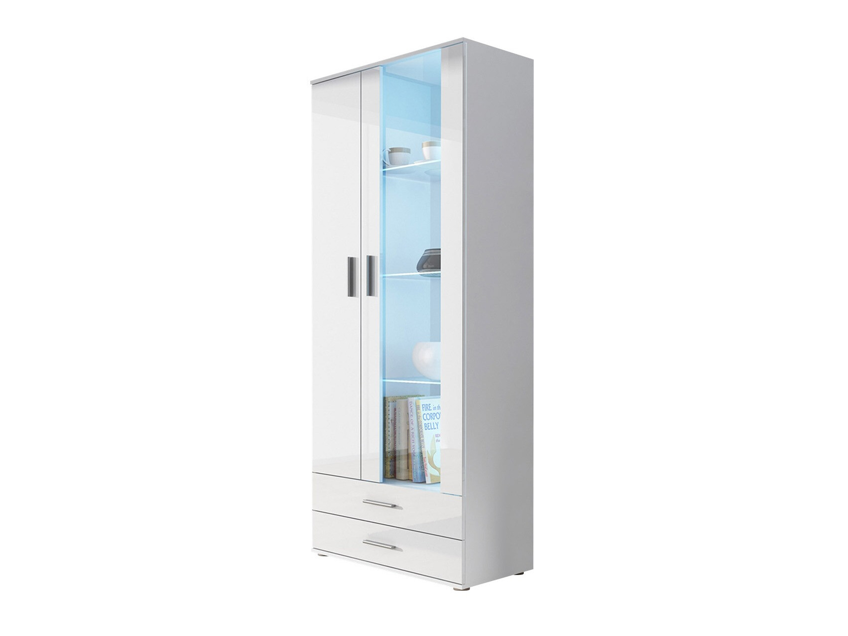 Boekenkast Tornola 105 (Wit + Glanzend wit)