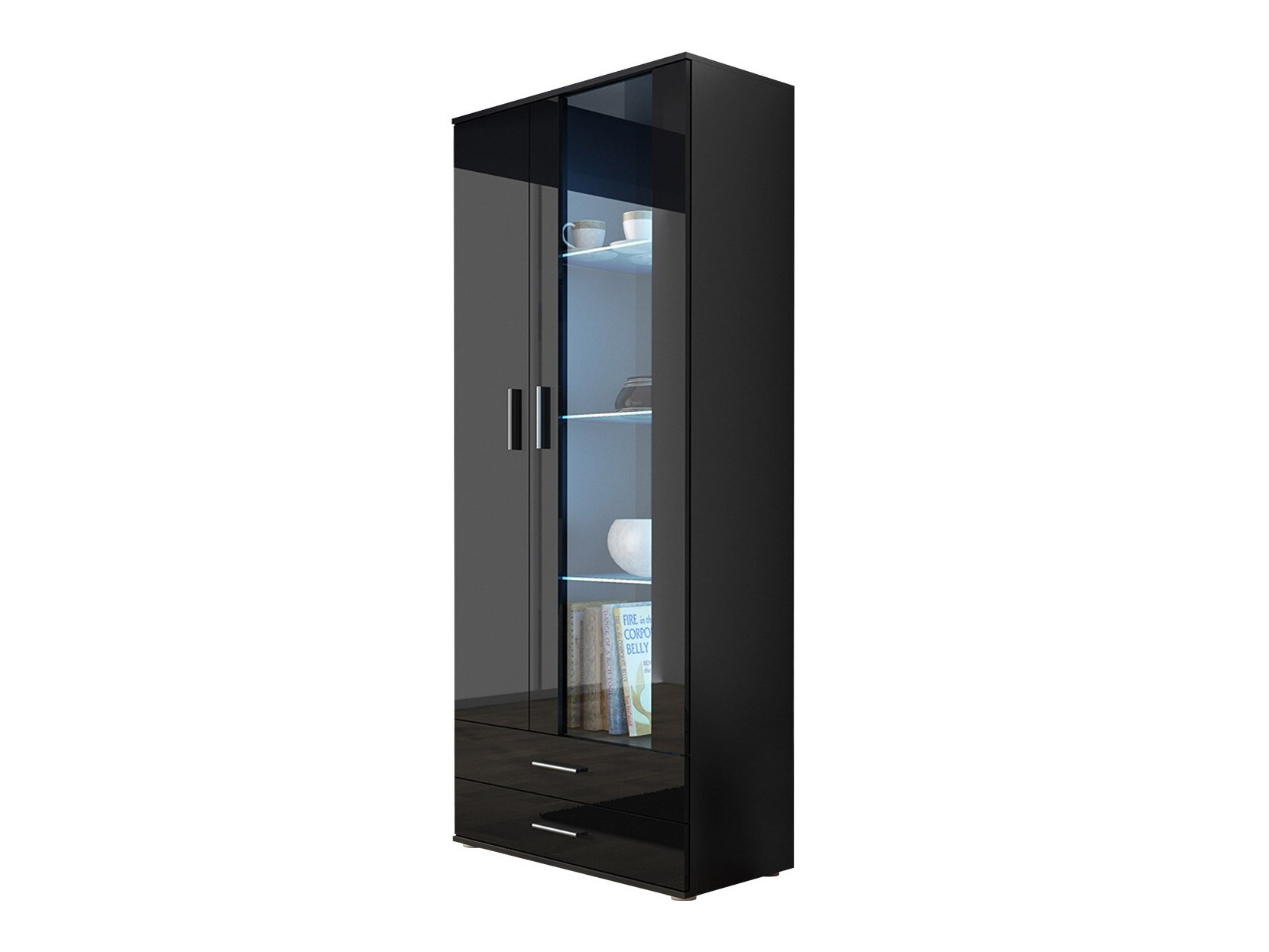 Boekenkast Tornola 105 (Zwart + Glanzend zwart)