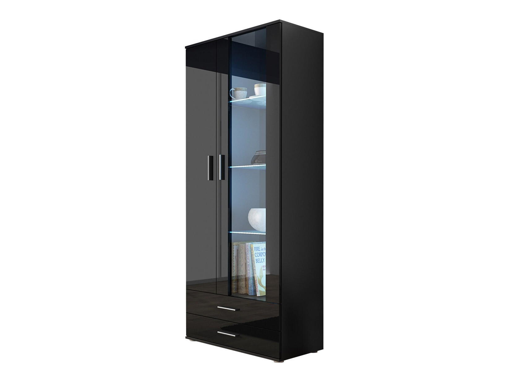 Boekenkast Tornola 105 (Zwart + Glanzend zwart)