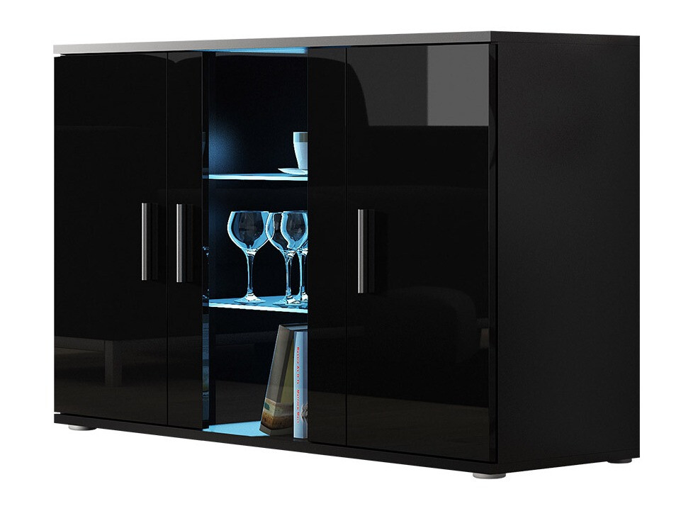 Dressoir Tornola 106 (Zwart + Glanzend zwart)