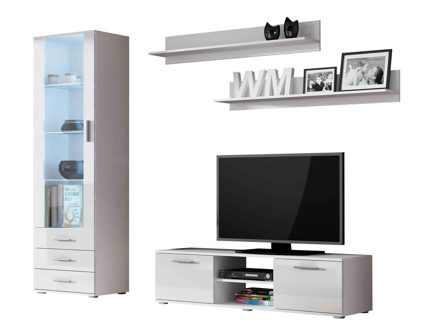 Woonkamerset Tornola 110 (Wit + Glanzend wit)