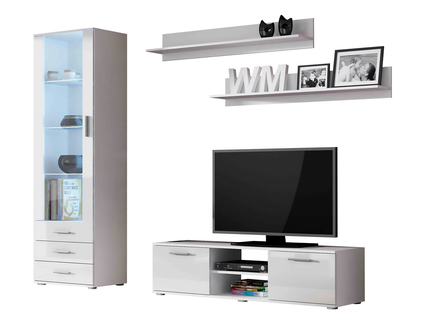 Woonkamerset Tornola 110 (Wit + Glanzend wit)