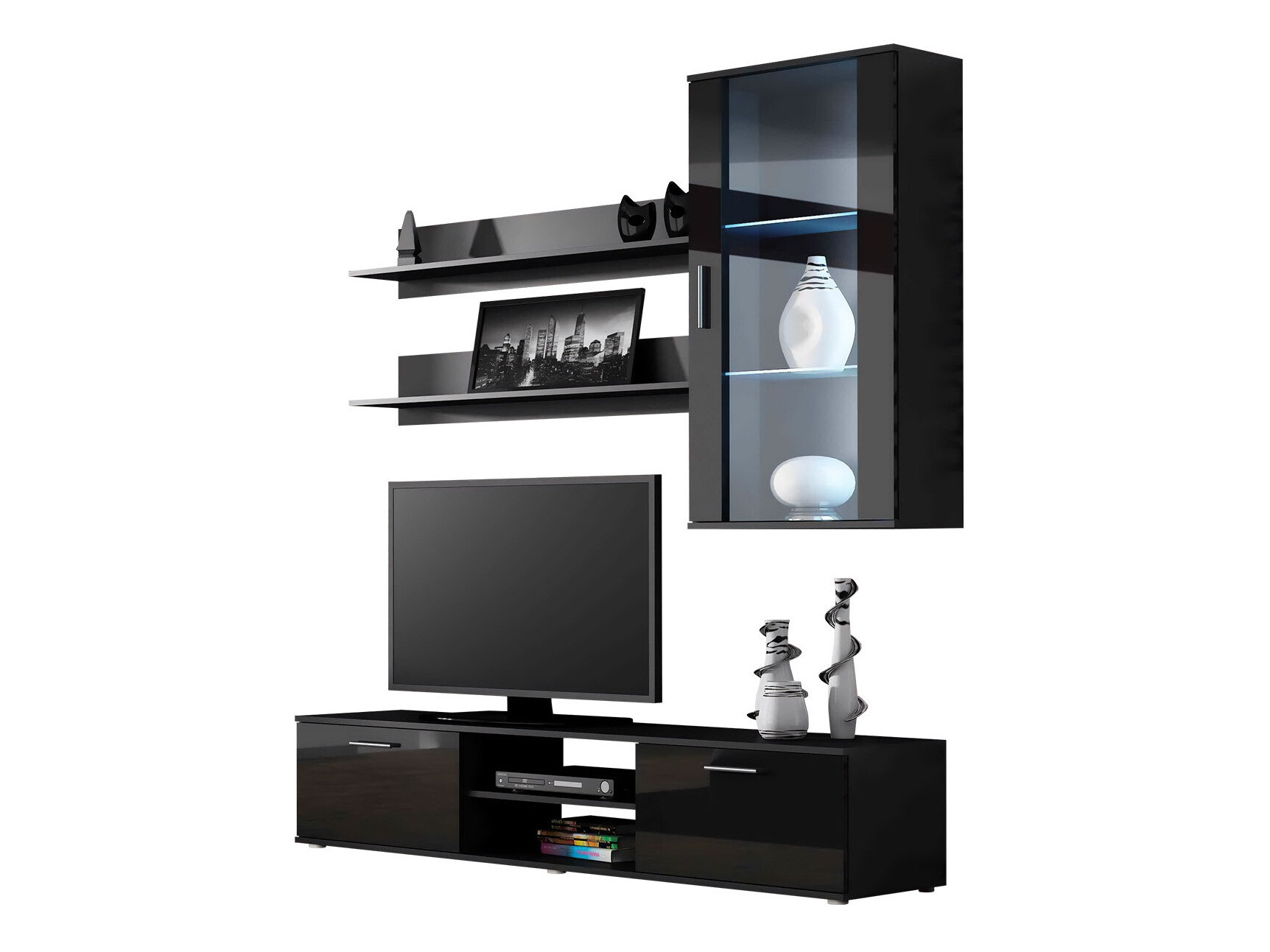 Woonkamerset Tornola 113 (Zwart + Glanzend zwart)