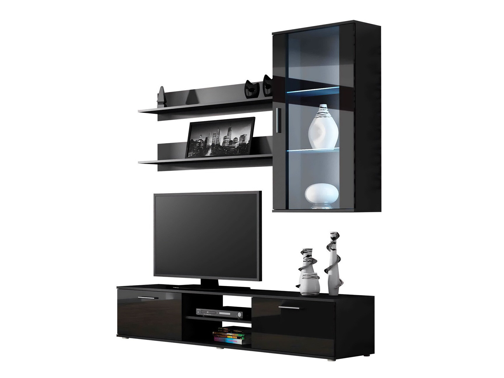 Woonkamerset Tornola 113 (Zwart + Glanzend zwart)