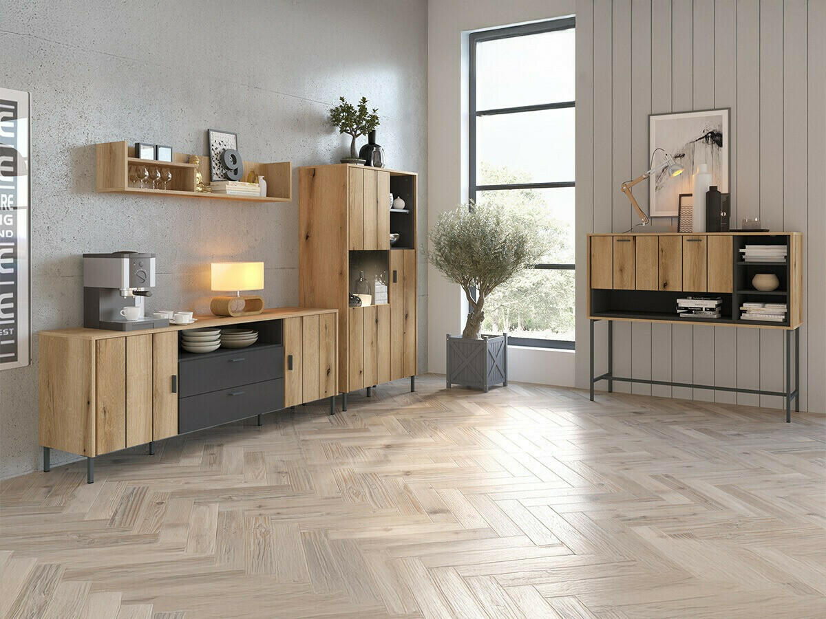 Dressoir Morelmi 102 (Antraciet + Eiken)