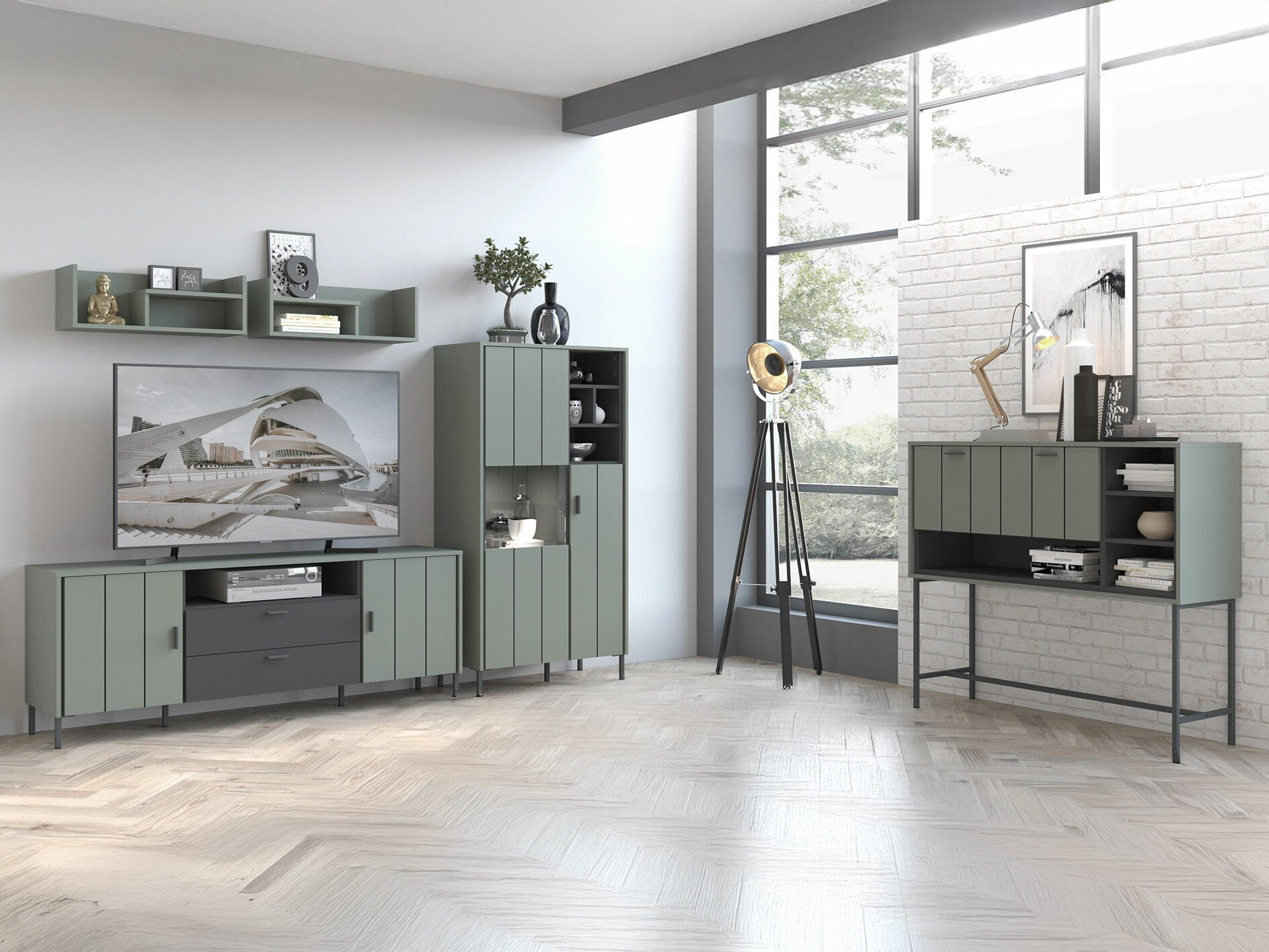 Dressoir Morelmi 102 (Groen + Antraciet)