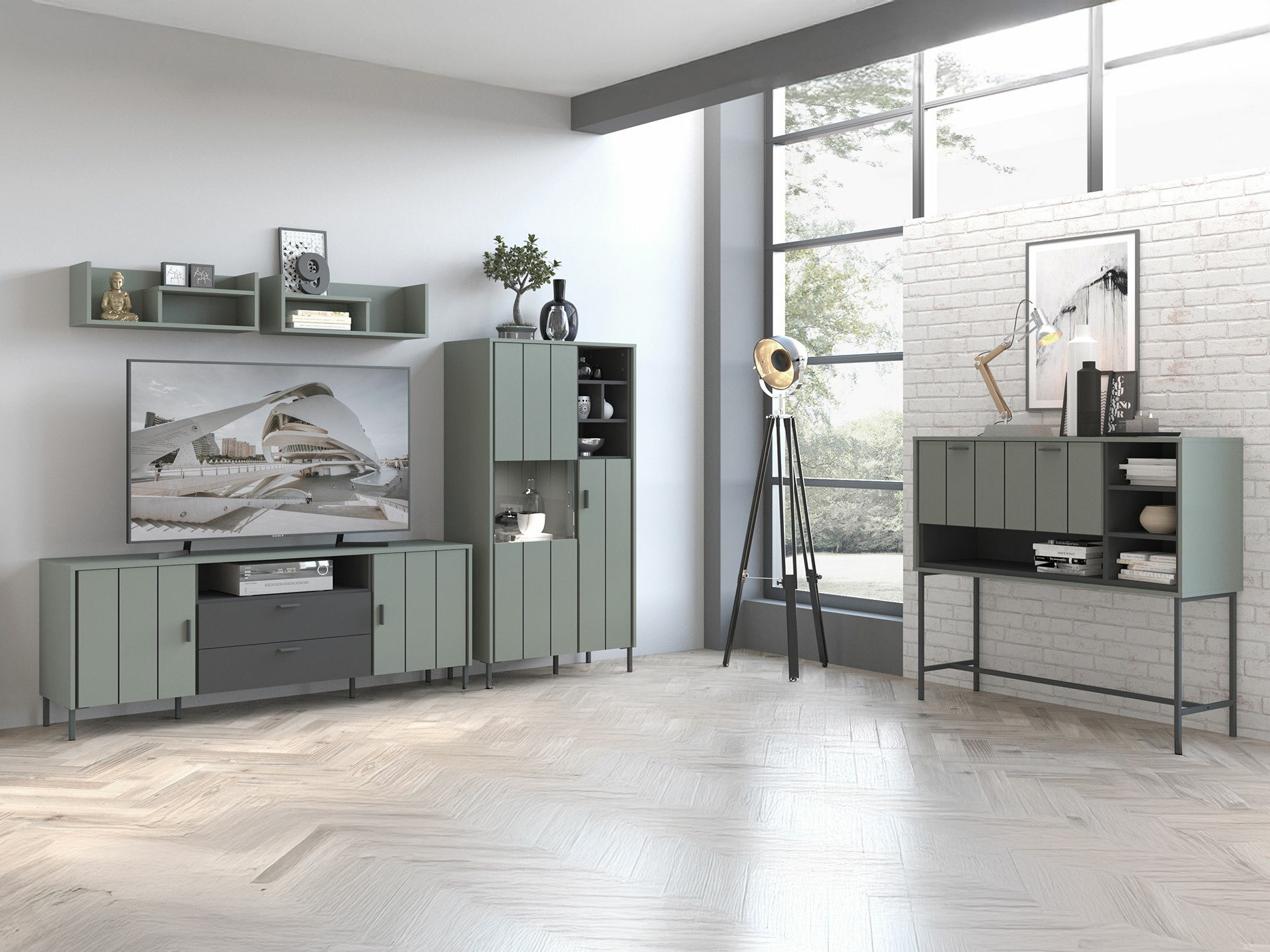 Ladekast Morelmi 105 (Groen + Antraciet)