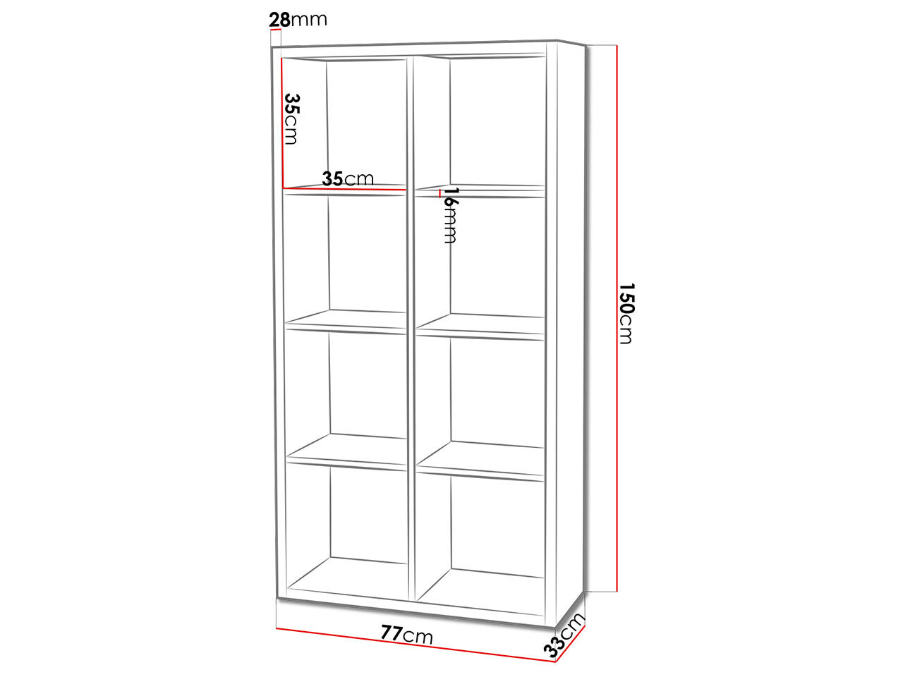 Boekenkast Levnova 104 (Wit)