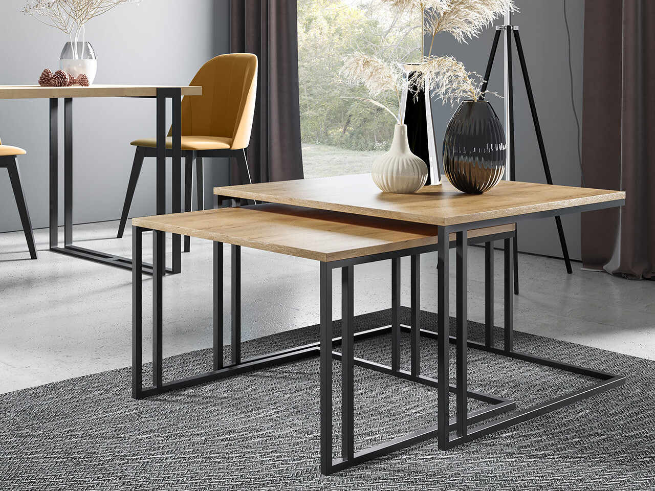 Salontafel set Oswego 110 (Bruin + Zwart)