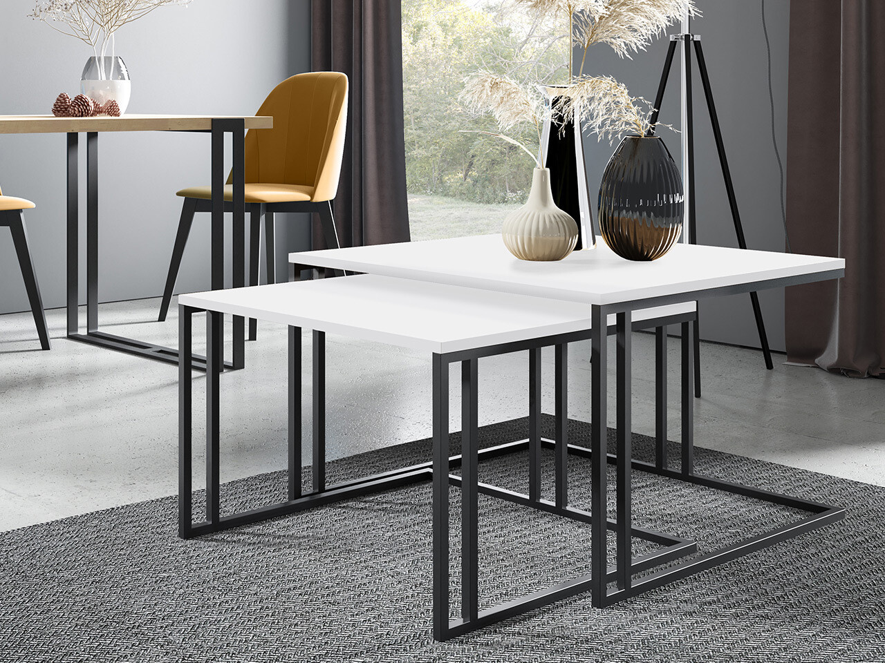 Salontafel set Oswego 110 (Wit + Zwart)
