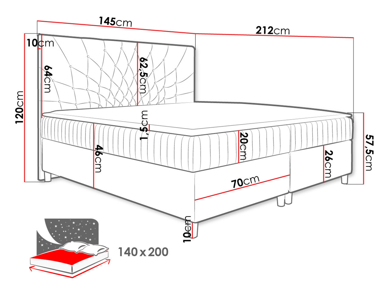 Boxspring Baltimore 175 (Manila 18)