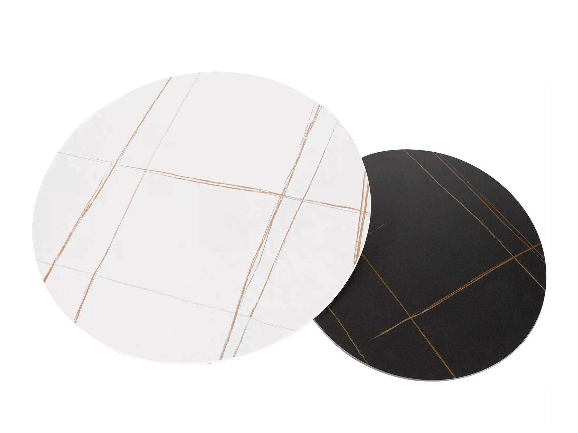 Salontafel set Detroit 607 (Wit marmer + Zwart marmer + Zwart)