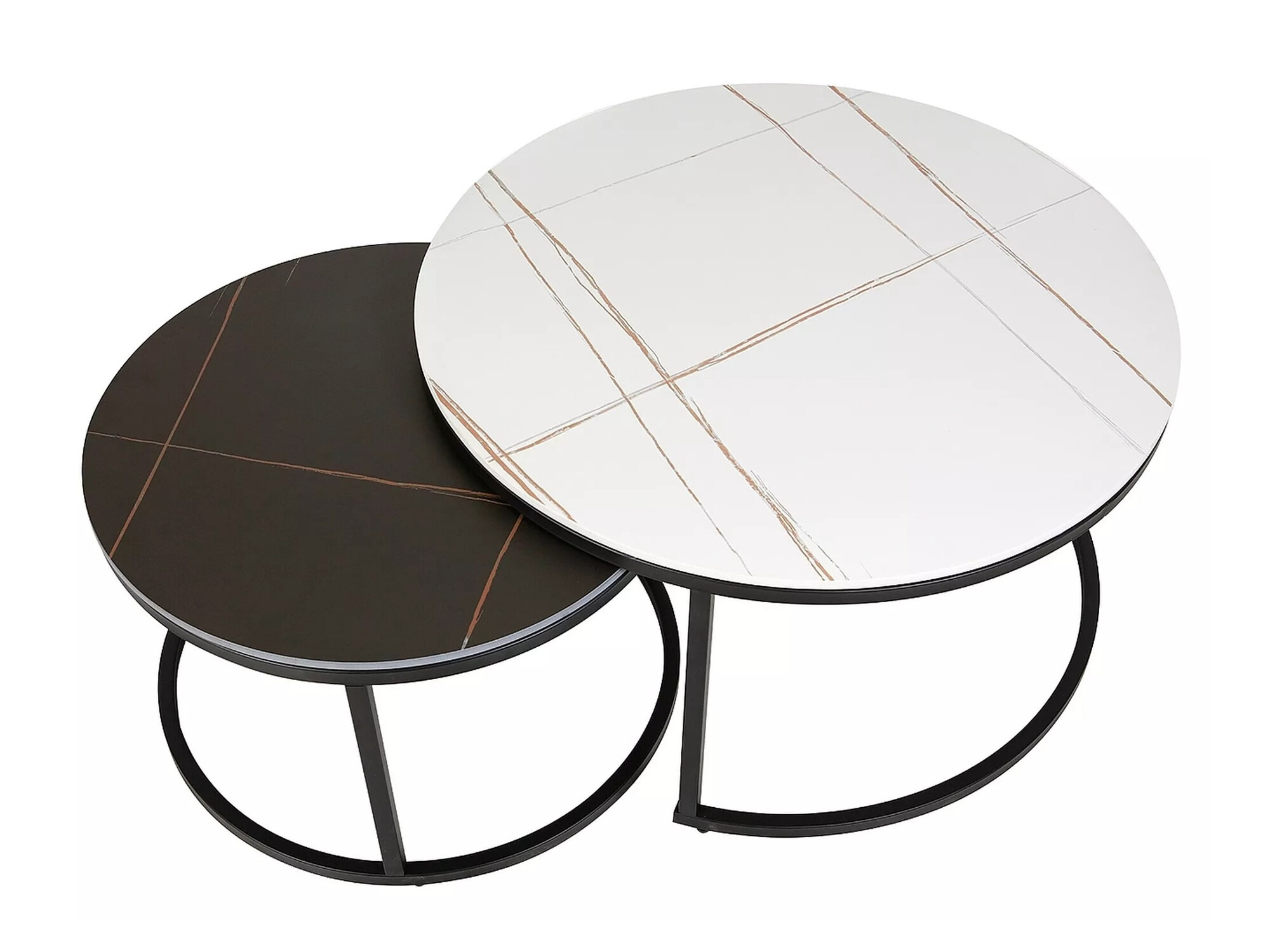 Salontafel set Detroit 607 (Wit marmer + Zwart marmer)