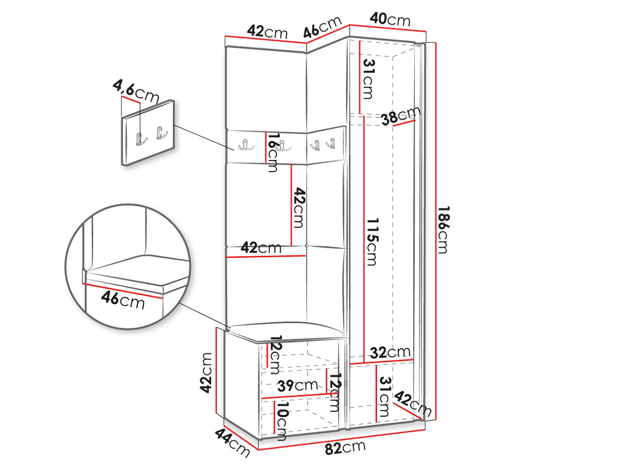 Gangmeubelset Hartford 348 (Wit)