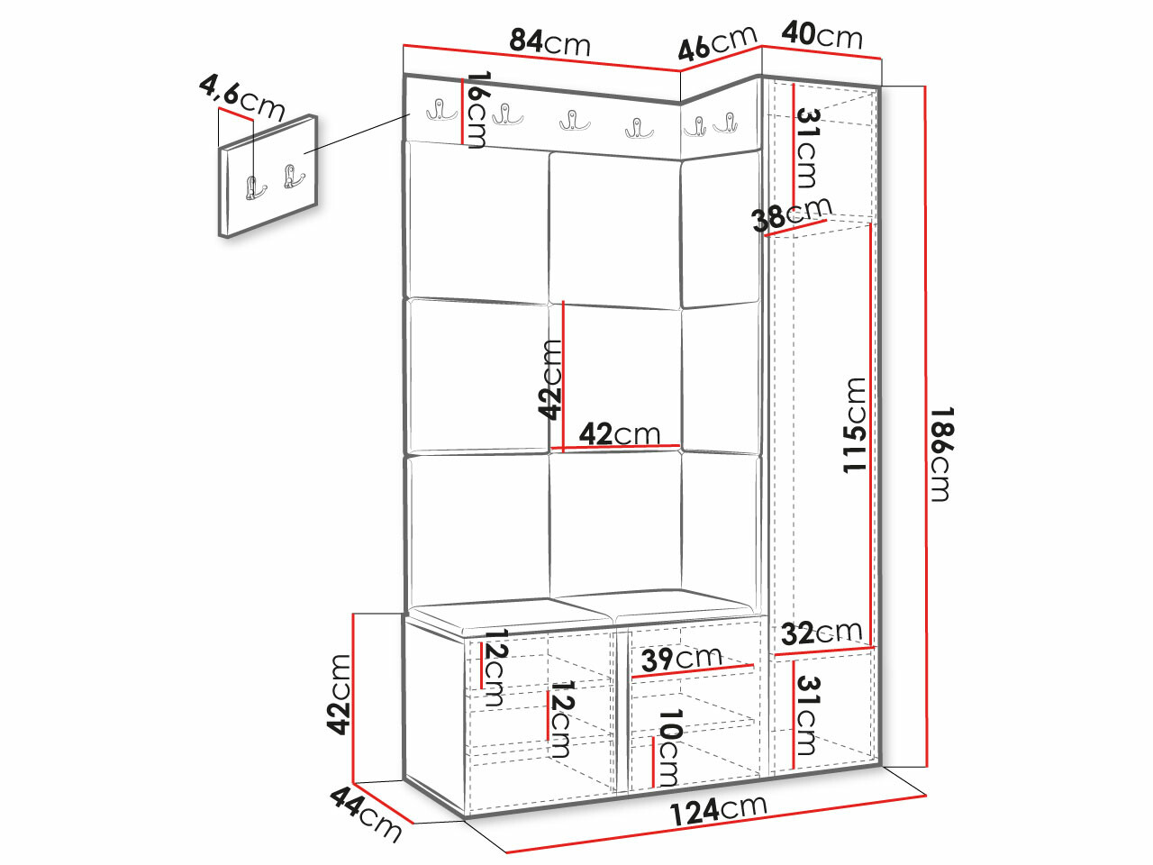 Gangmeubelset Hartford 385 (Wit)