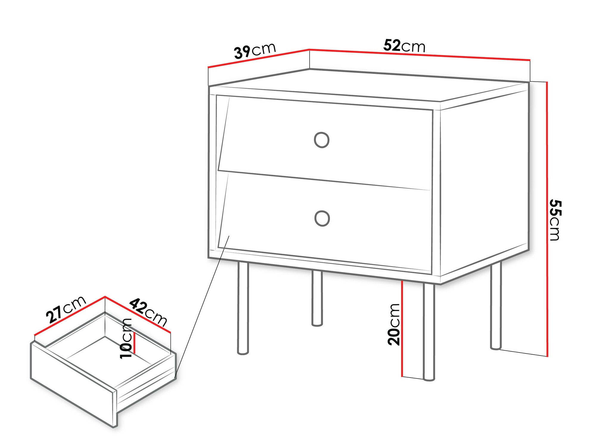 Een set nachtkastjes Feletri 106 (Wit)