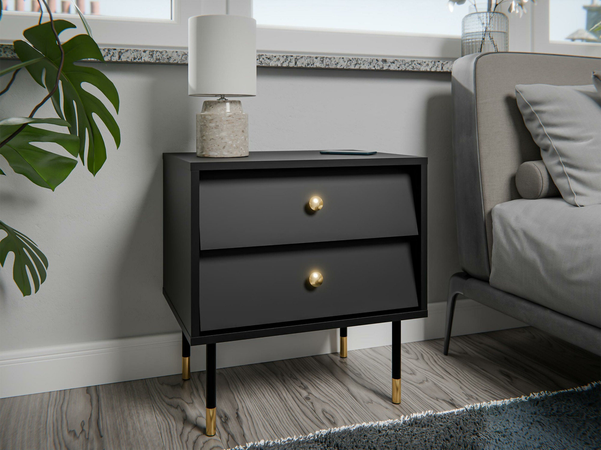 Een set nachtkastjes Feletri 106 (Zwart)