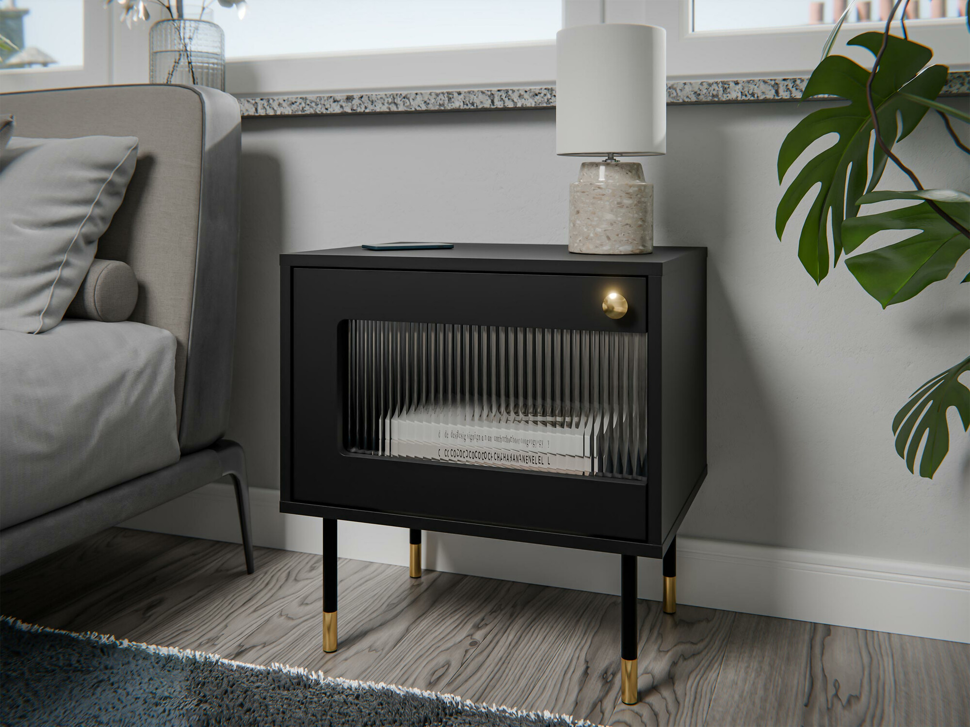 Een set nachtkastjes Feletri 107 (Zwart)