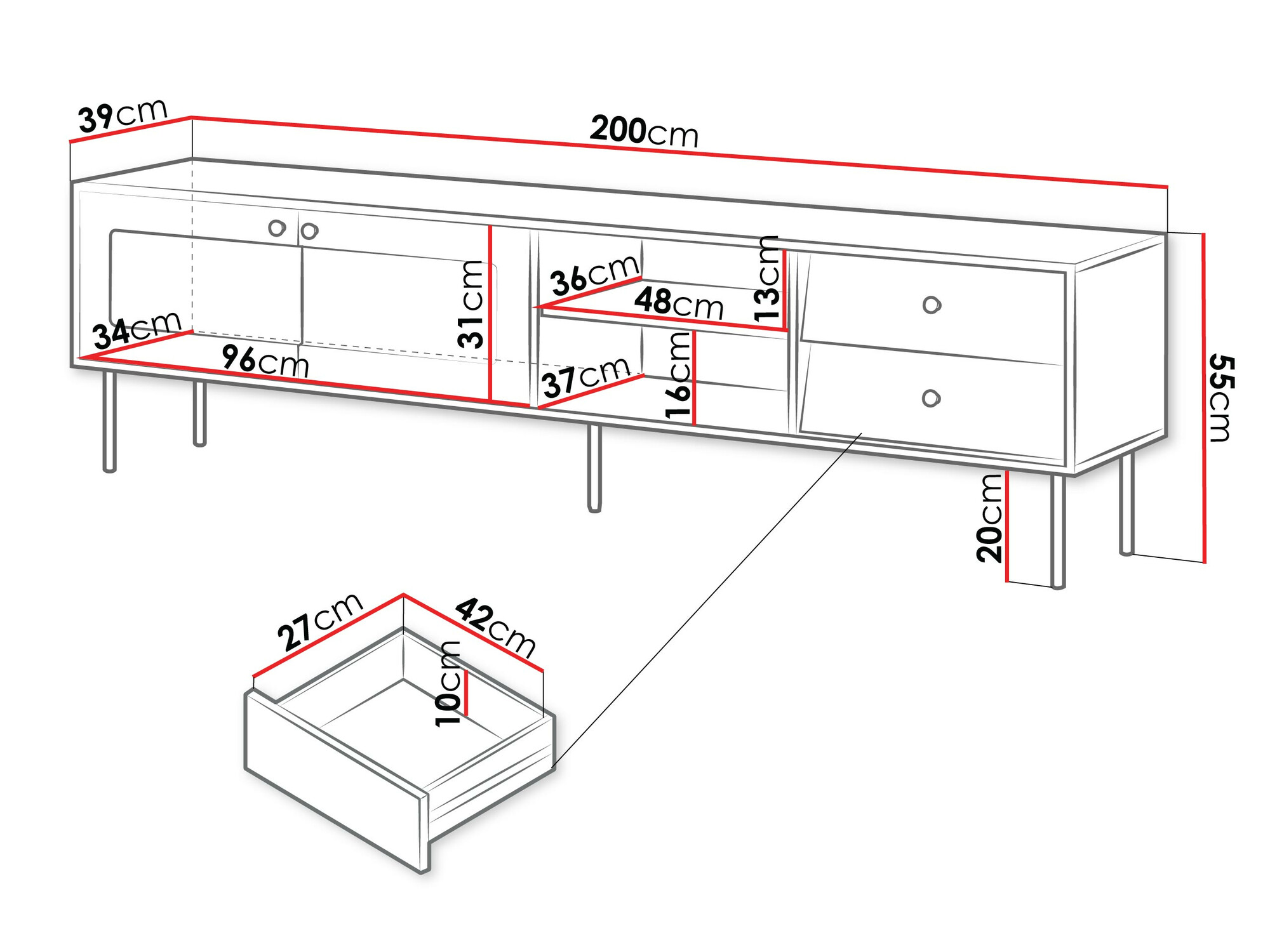 TV-meubel Feletri 103 (Zwart)