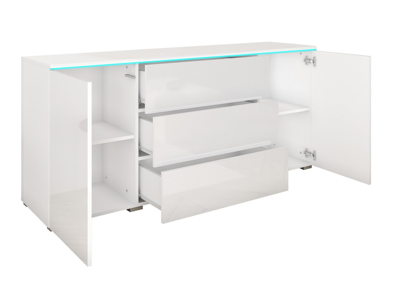 Ladekast Sarasota 142 (Matera grijs + Glanzend wit)