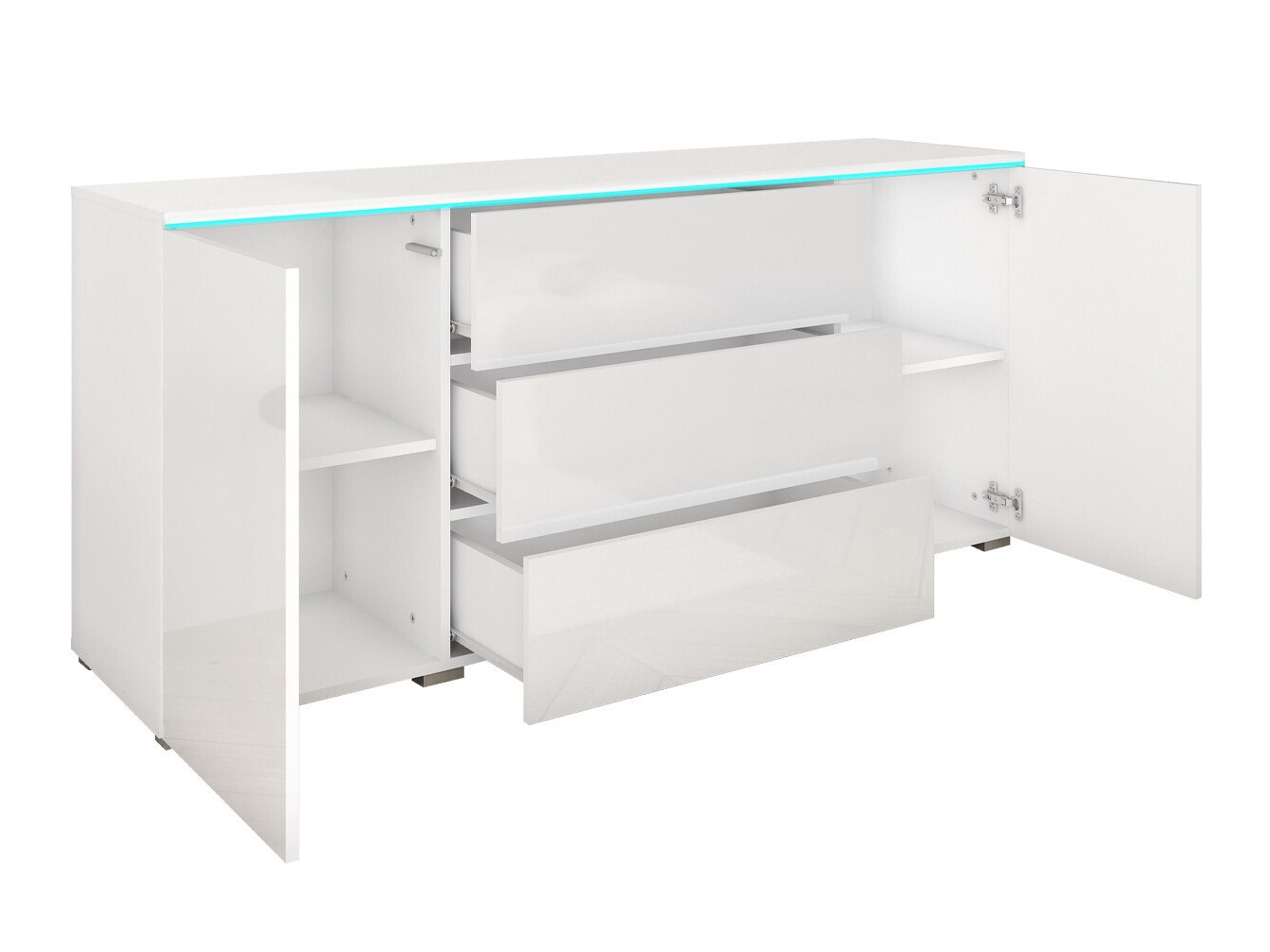 Ladekast Sarasota 142 (Matera grijs + Glanzend wit)