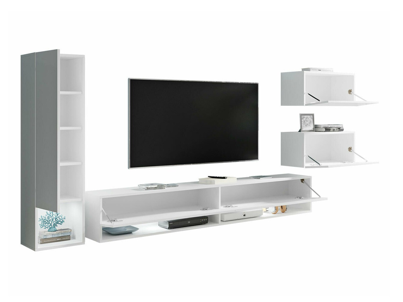 Woonkamerset Sarasota 124 (Matera grijs + Glanzend wit)