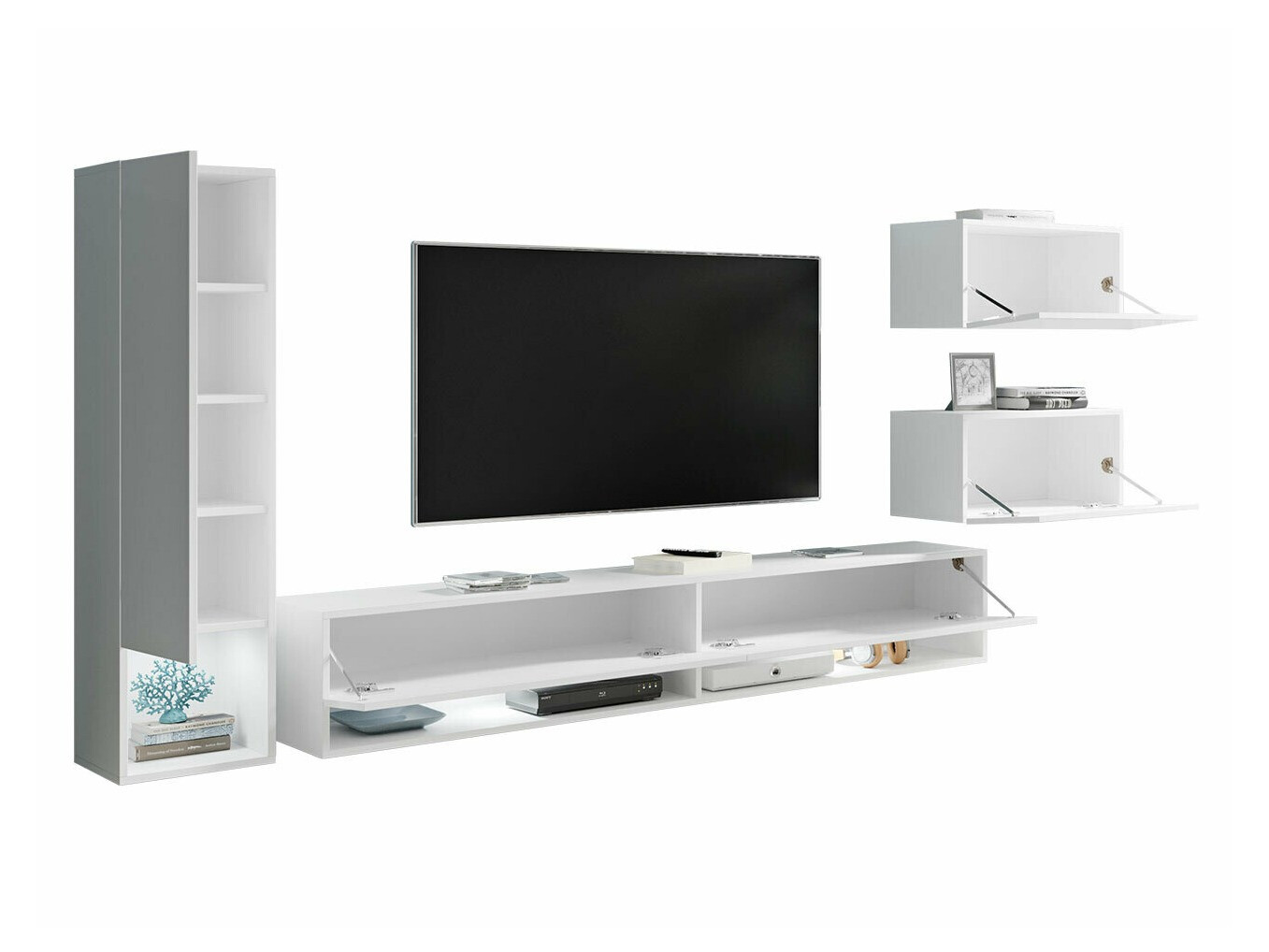 Woonkamerset Sarasota 124 (Matera grijs + Glanzend wit)