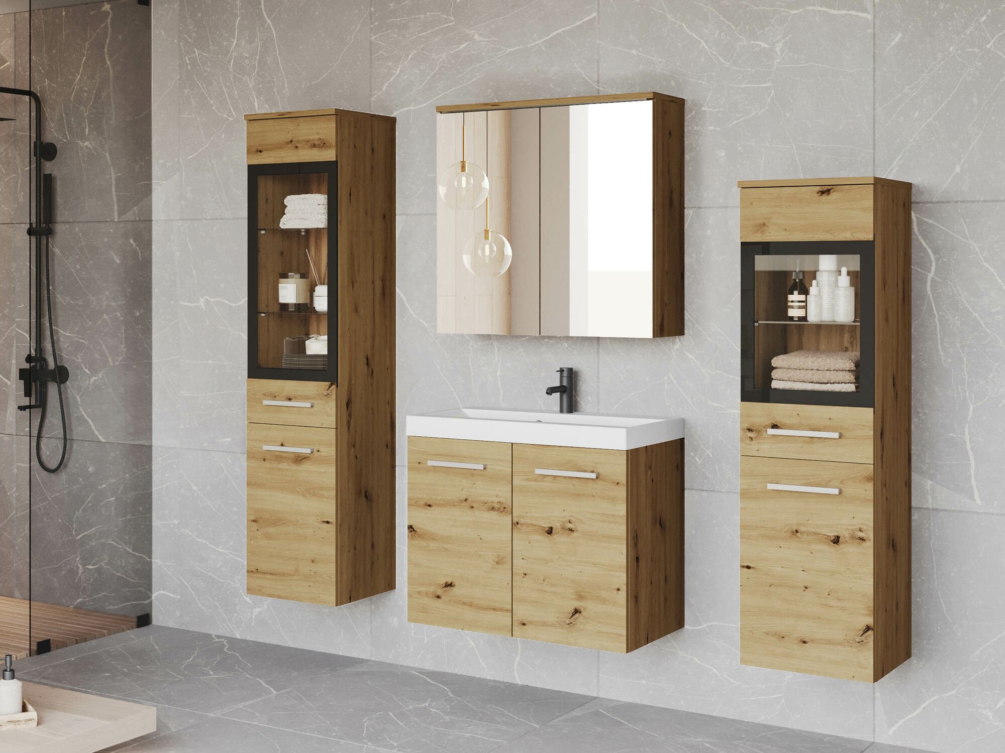 Badkamerset Sarasota 140 (Artisan eiken)