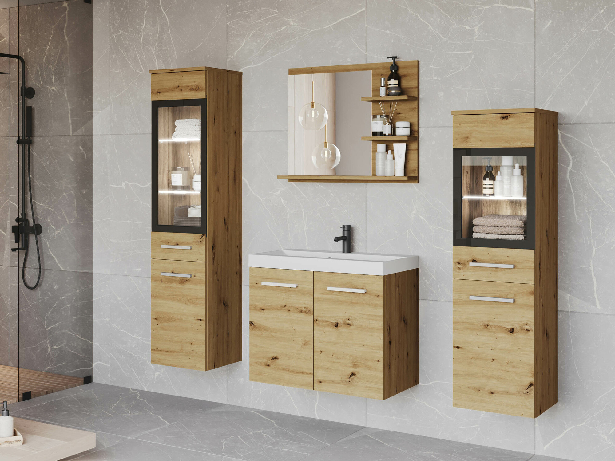 Badkamerset Sarasota 141 (Artisan eiken)